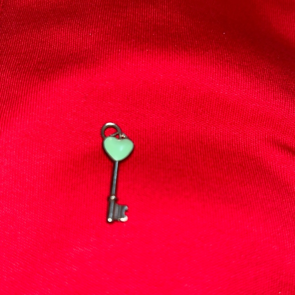 Tiffany & Co. Blue Enamel Heart Key Pendant Necklace